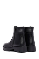 Woman Black Zippered Leather Boat | Derimod