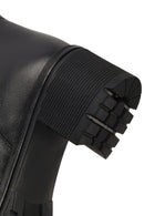 Women's Black Zippered Short Thick Heeled Leather Boots | Derimod