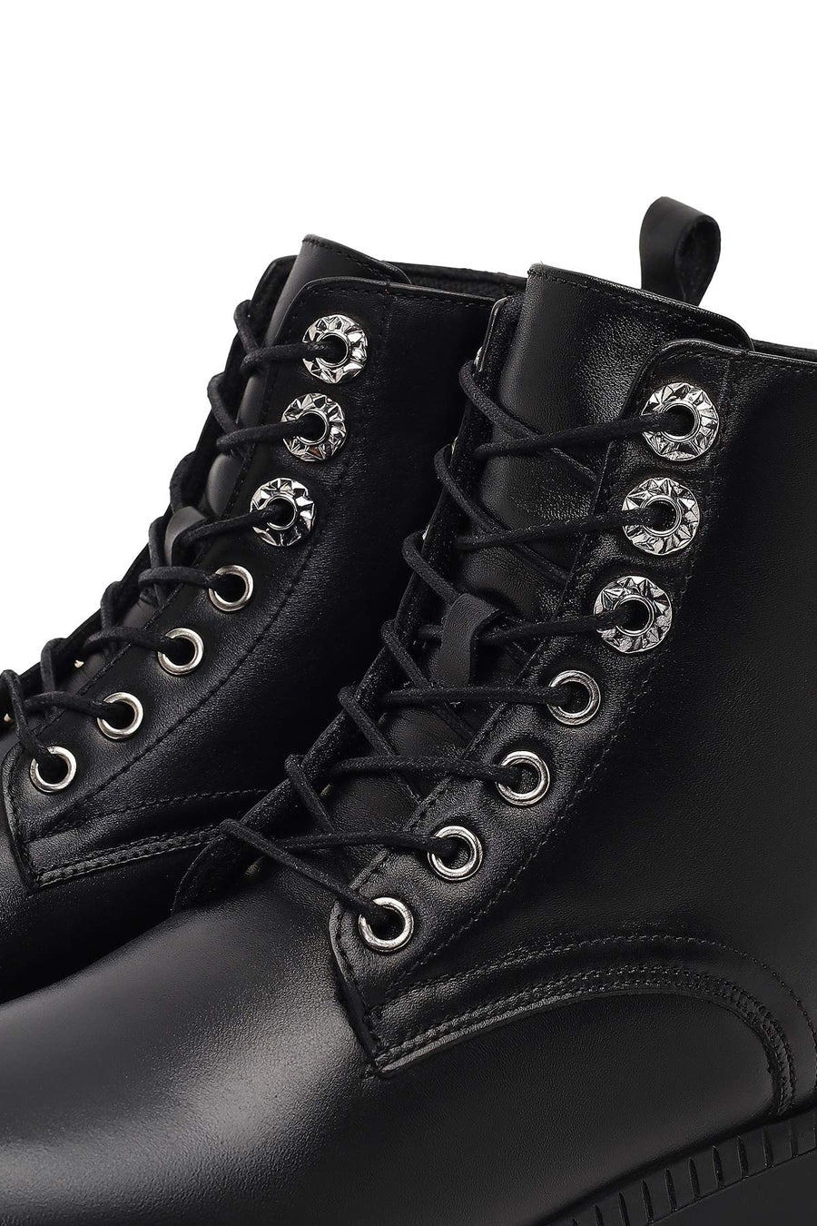 Women's Black Zippered Thick-Soled Leather Ankle Boots
