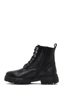 Women's Black Zippered Thick-Soled Leather Ankle Boots | Derimod