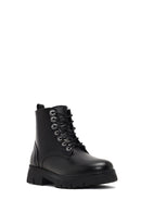 Women's Black Zippered Thick-Soled Leather Ankle Boots | Derimod