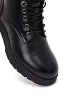 Women's Black Zippered Thick-Soled Leather Ankle Boots | Derimod