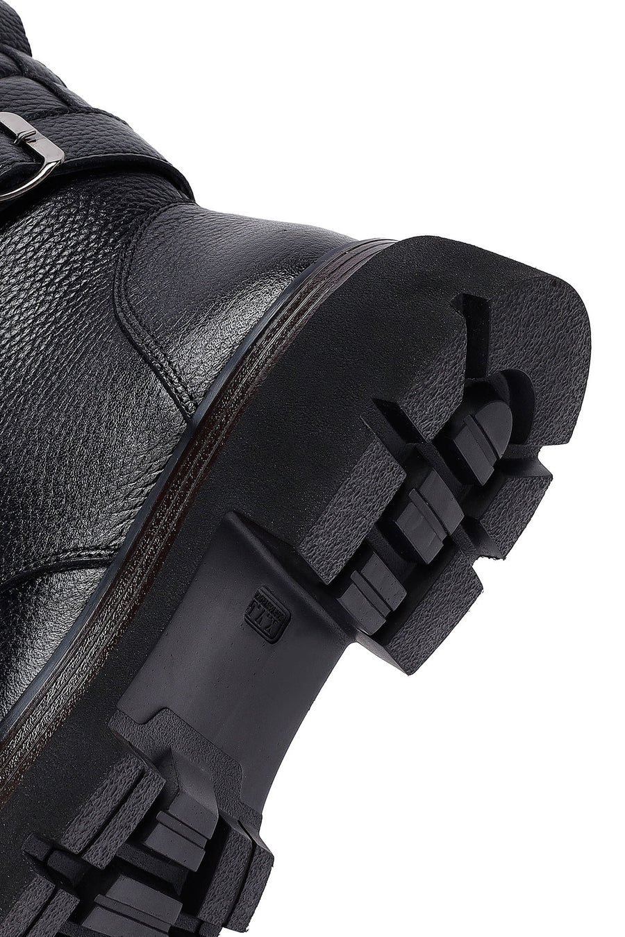 Women's Black Lace-Up Zipper Leather Combat Boots