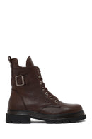 Women's Brown Lace-Up Zipper Leather Ankle Boots | Derimod