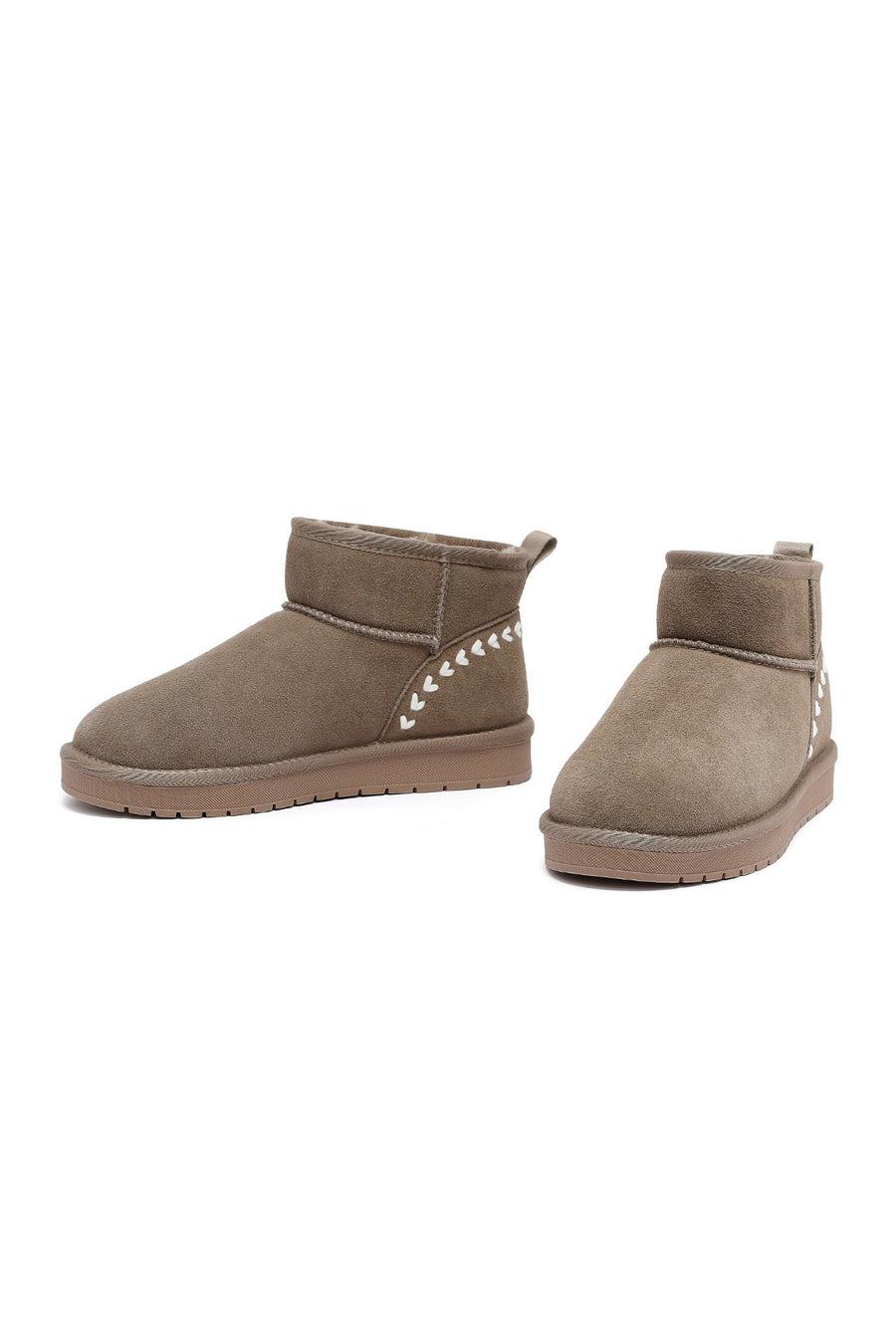 Woman Mink Fur Suede Leather Teddy Bot