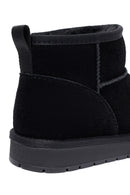 Woman Black Fur Suede Leather Teddy Bot | Derimod