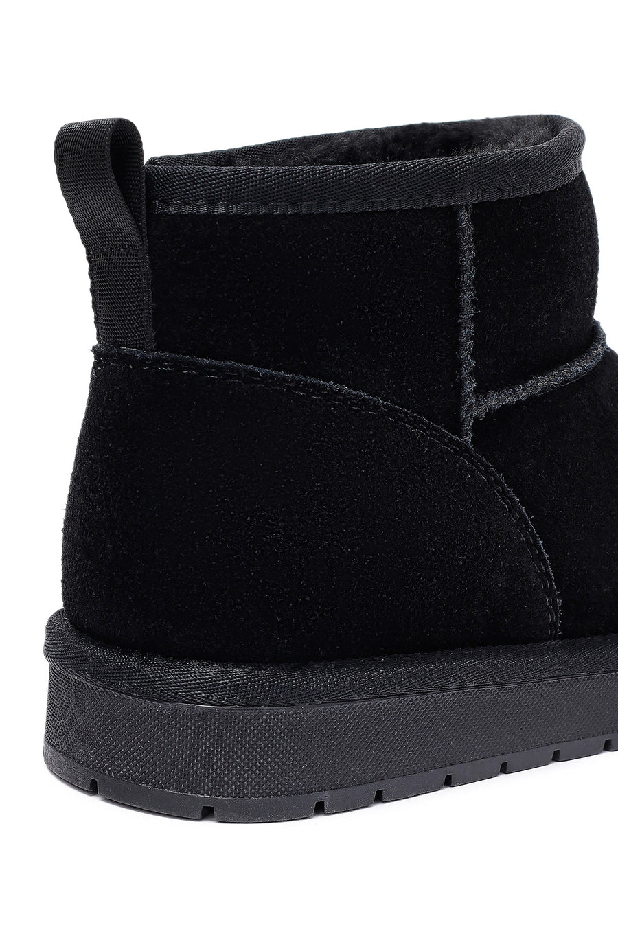 Woman Black Fur Suede Leather Teddy Bot