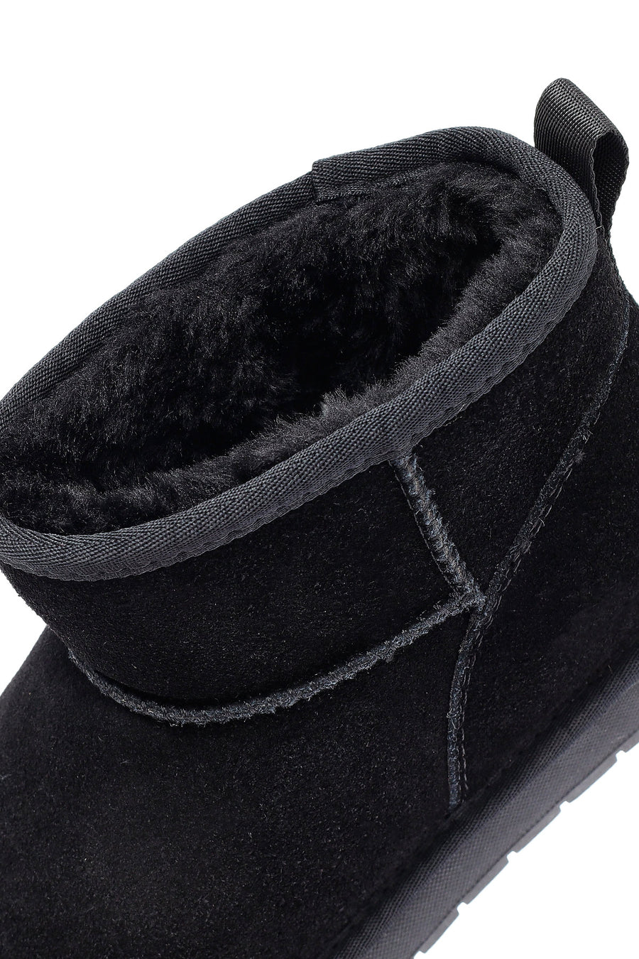 Woman Black Fur Suede Leather Teddy Bot