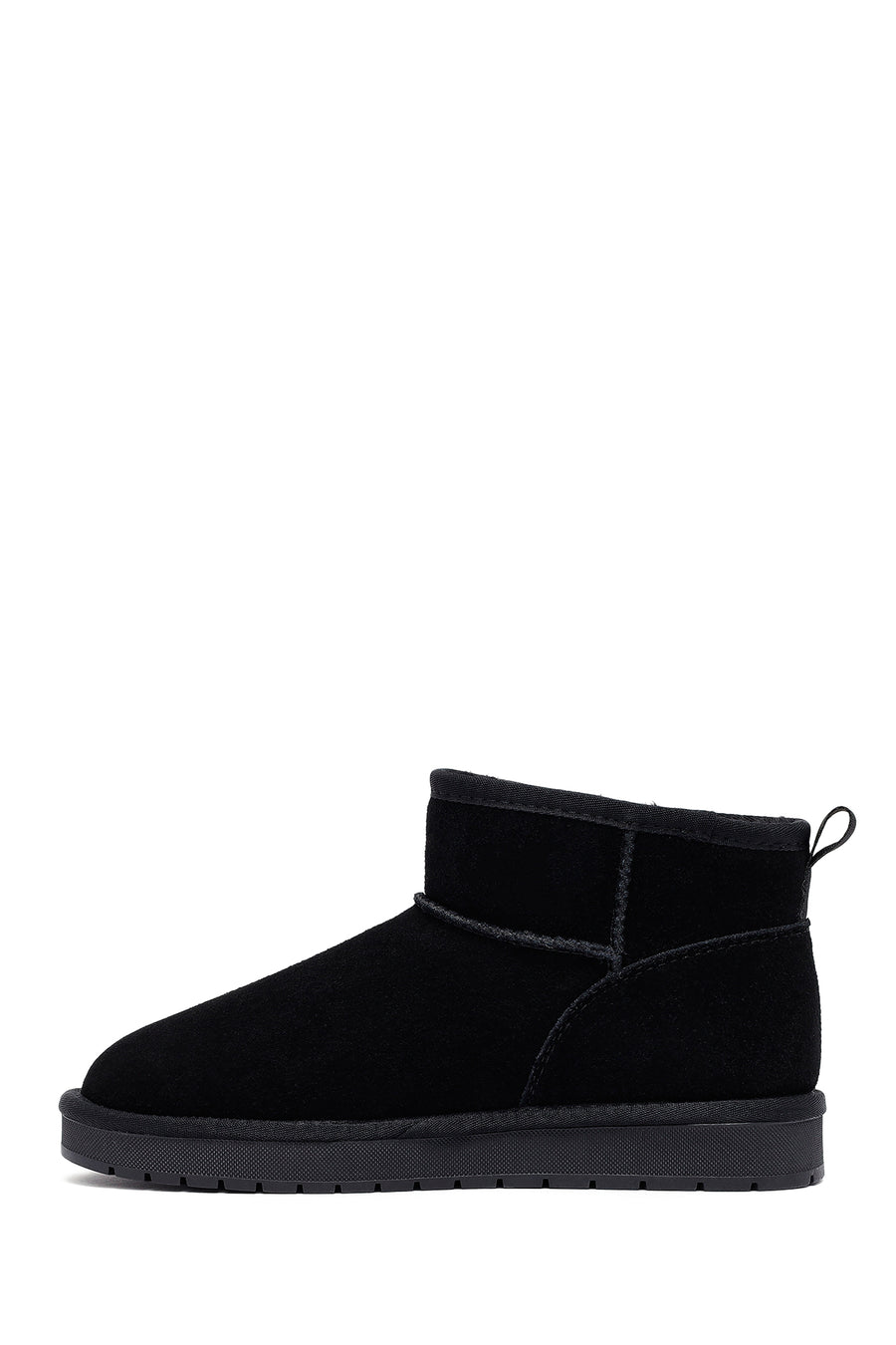 Woman Black Fur Suede Leather Teddy Bot
