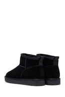 Woman Black Fur Suede Leather Teddy Bot | Derimod