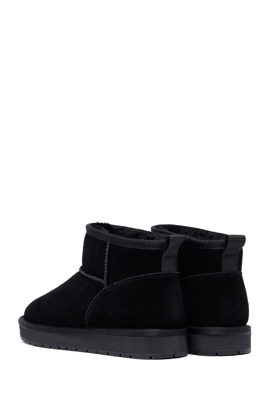 Woman Black Fur Suede Leather Teddy Bot