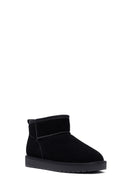 Woman Black Fur Suede Leather Teddy Bot | Derimod