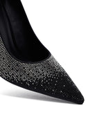 Kadın Siyah Taşlı İnce Topuklu Deri Stiletto | Derimod