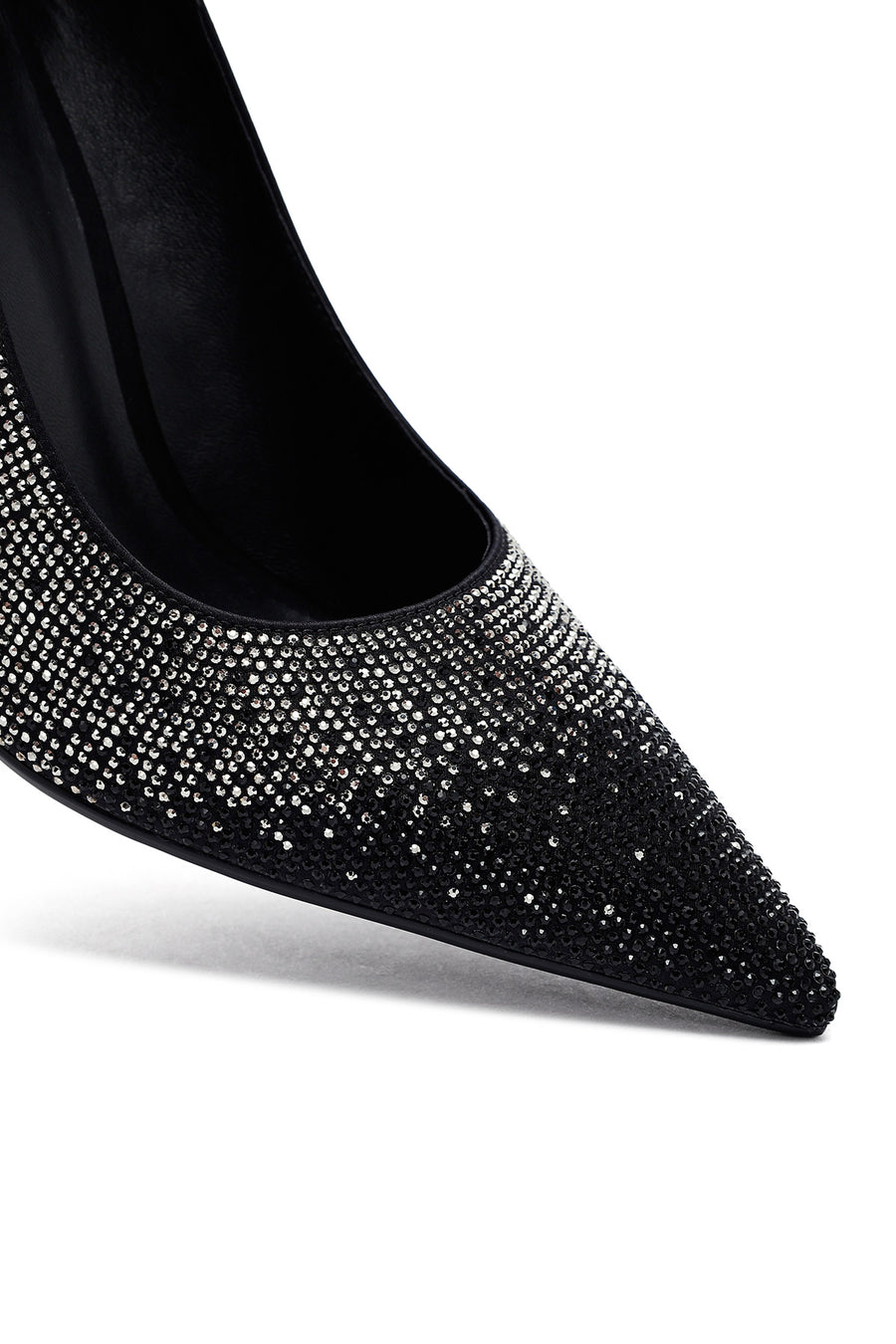 Kadın Siyah Taşlı İnce Topuklu Deri Stiletto