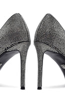 Kadın Siyah Taşlı İnce Topuklu Deri Stiletto | Derimod