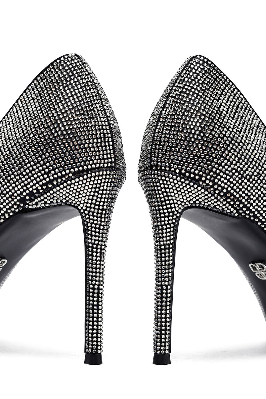 Kadın Siyah Taşlı İnce Topuklu Deri Stiletto