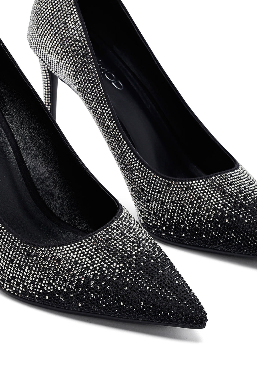 Kadın Siyah Taşlı İnce Topuklu Deri Stiletto