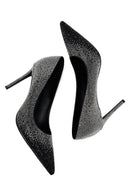 Kadın Siyah Taşlı İnce Topuklu Deri Stiletto | Derimod