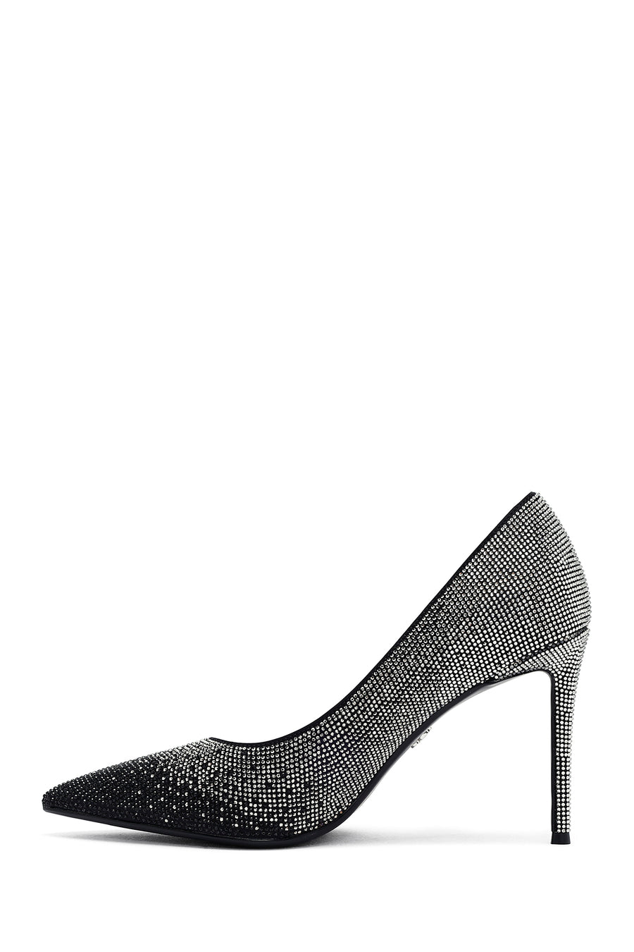 Kadın Siyah Taşlı İnce Topuklu Deri Stiletto