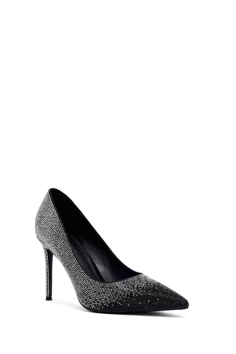 Kadın Siyah Taşlı İnce Topuklu Deri Stiletto