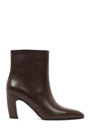 Women's Brown Thick Heeled Leather Boots | Derimod