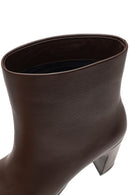Women's Brown Thick Heeled Leather Boots | Derimod