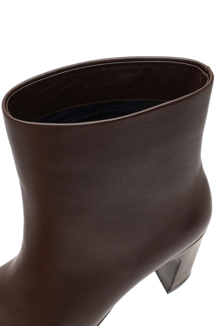 Women's Brown Thick Heeled Leather Boots