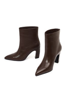 Women's Brown Thick Heeled Leather Boots | Derimod