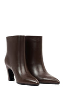 Women's Brown Thick Heeled Leather Boots | Derimod