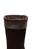Women's Brown Thin Heeled Suede Leather Boot | Derimod