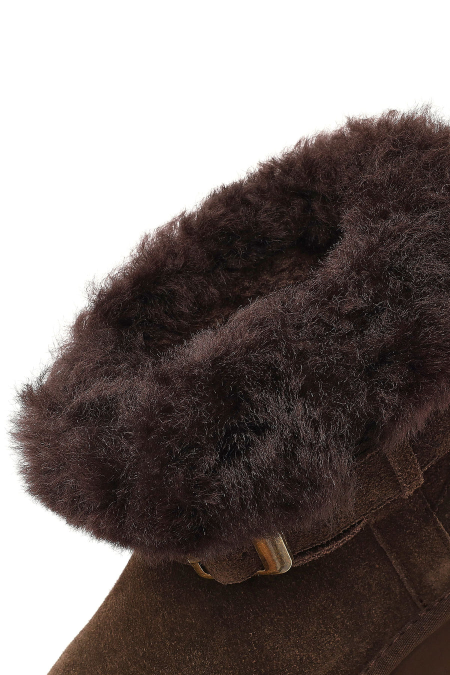 Women's Brown Thick-Soled Fur Detailed Suede Leather Teddy Boot