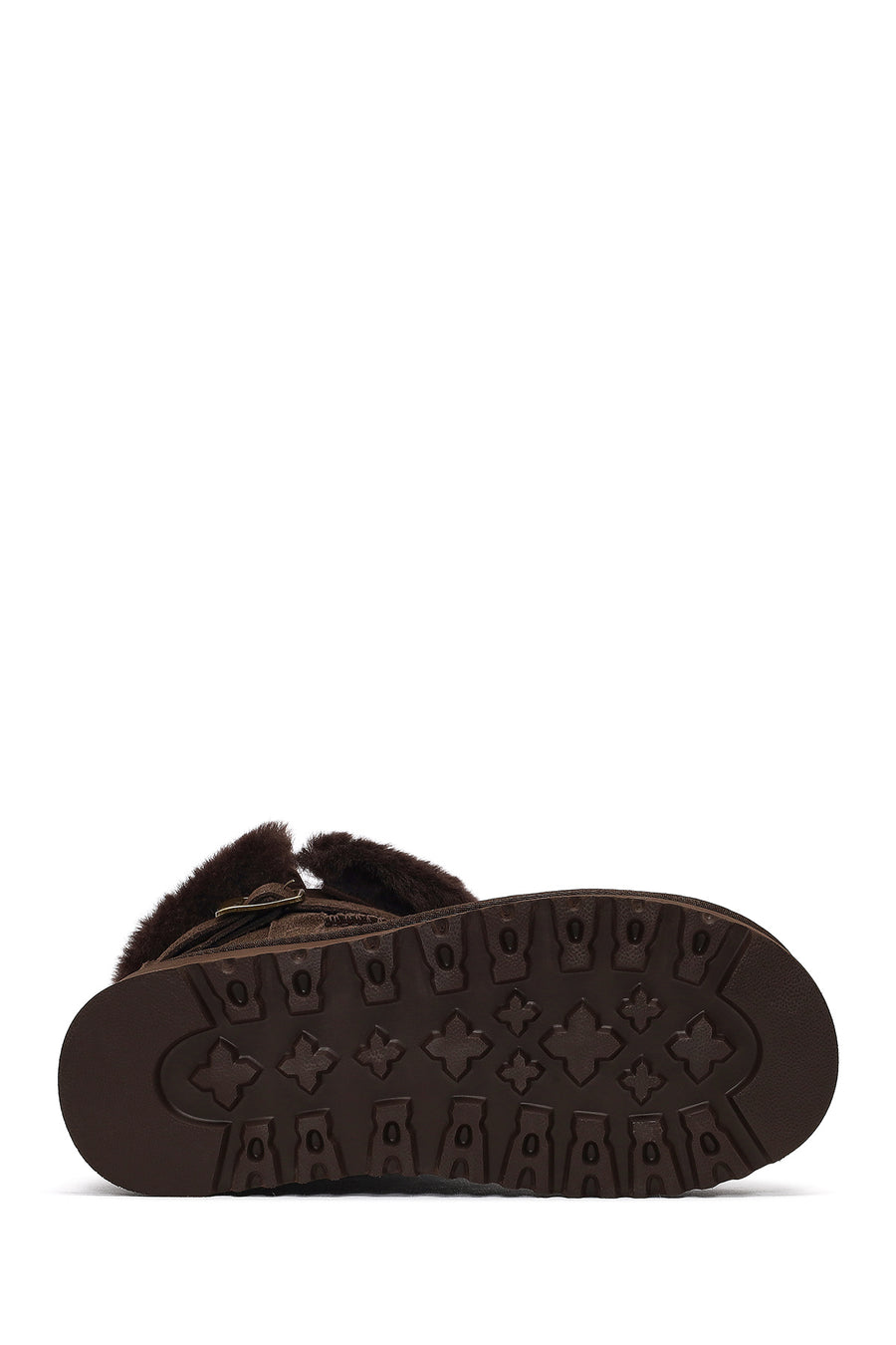 Women's Brown Thick-Soled Fur Detailed Suede Leather Teddy Boot