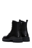 Woman Black Zippered Leather Postal Boots | Derimod