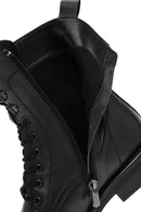 Woman Black Zippered Leather Postal Boots | Derimod