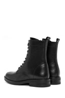 Woman Black Zippered Leather Postal Boots | Derimod