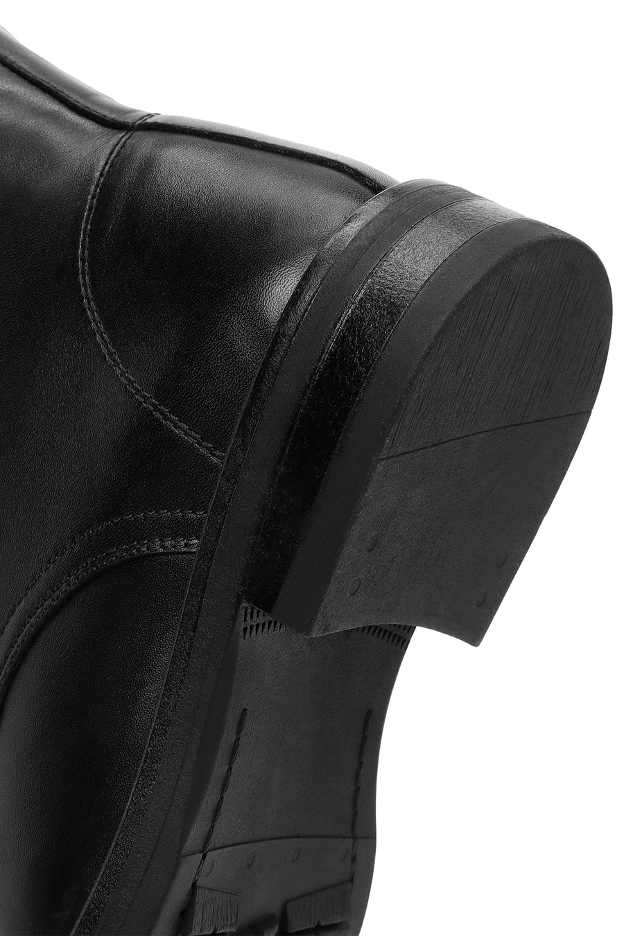 Woman Black Zippered Leather Postal Boots