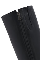 Woman Black Zippered Leather Boot | Derimod