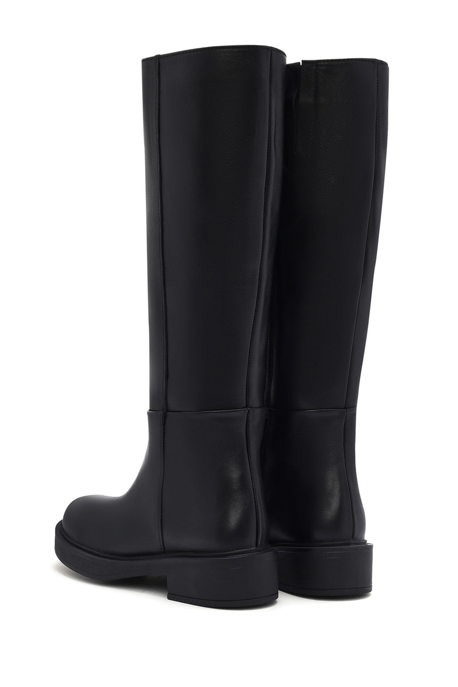 Woman Black Zippered Leather Boot
