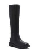 Woman Black Zippered Leather Boot | Derimod