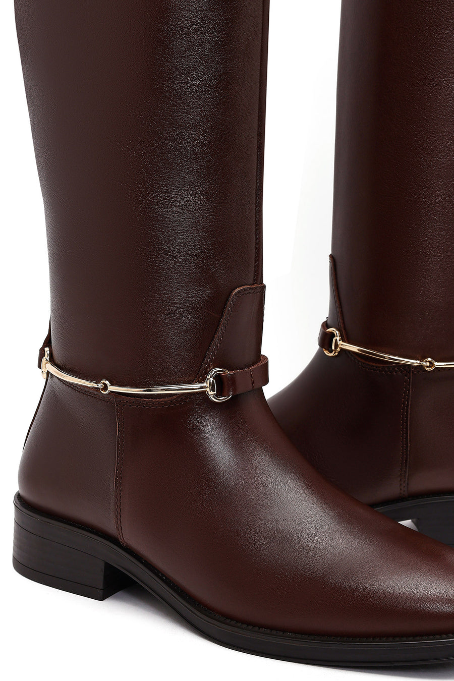 Women's Brown Leather Boots with Accessories