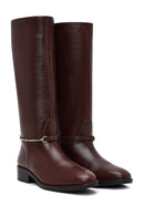 Women's Brown Leather Boots with Accessories | Derimod