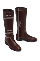 Women's Brown Leather Boots with Accessories | Derimod