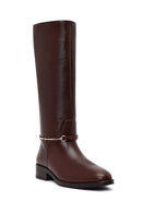 Women's Brown Leather Boots with Accessories | Derimod