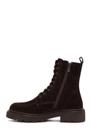 Kadın Kahverengi Fermuarlı Kalın Tabanlı Süet Deri Postal Bot | Derimod
