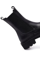 Women's Black Thick-Soled Leather Chelsea Boot | Derimod