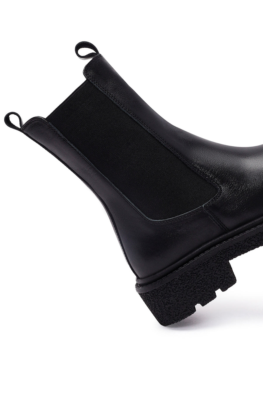 Women's Black Thick-Soled Leather Chelsea Boot