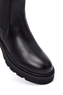 Women's Black Thick-Soled Leather Chelsea Boot | Derimod