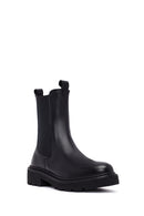 Women's Black Thick-Soled Leather Chelsea Boot | Derimod