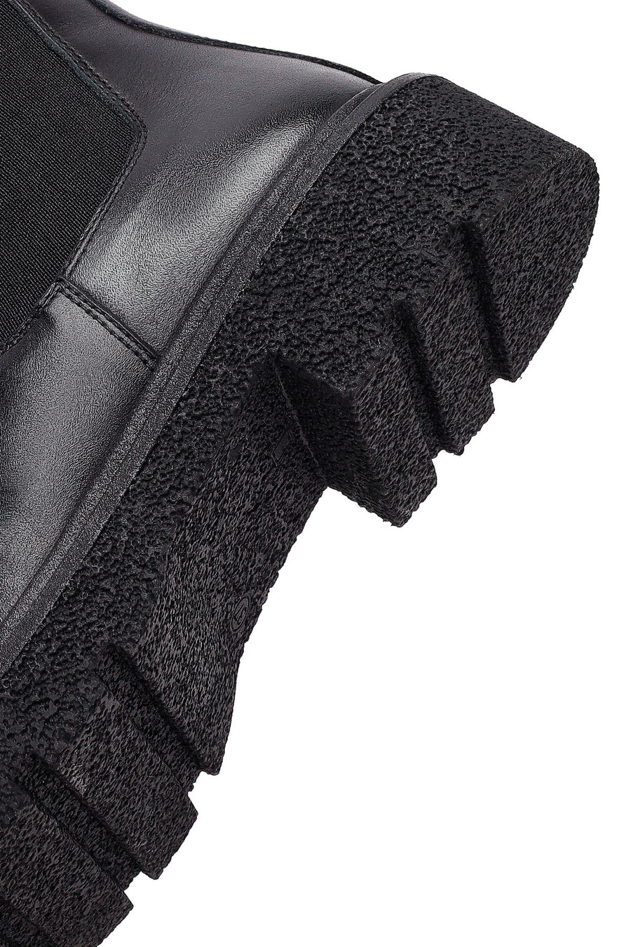 Women's Black Thick-Soled Leather Chelsea Boot