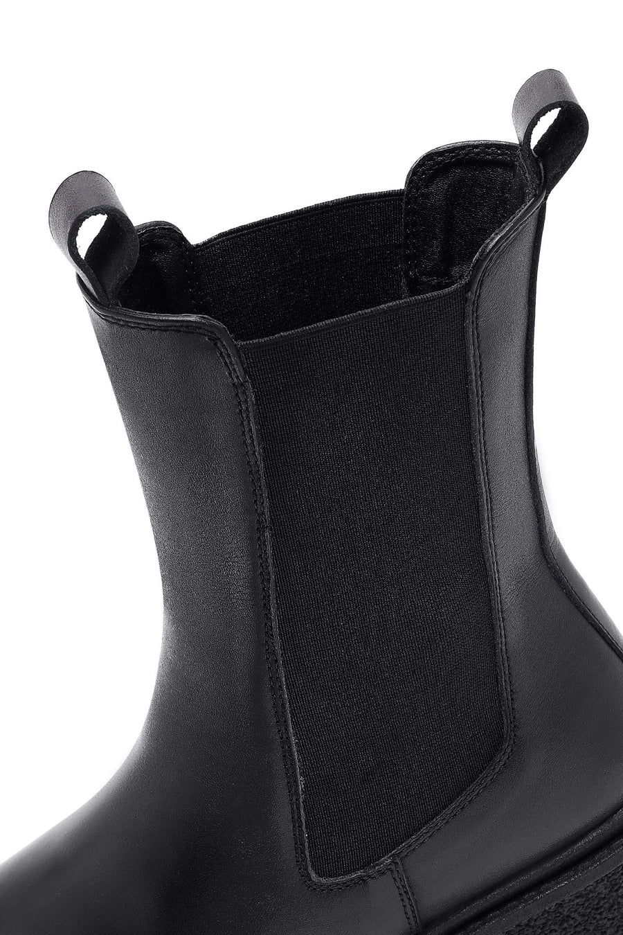 Women's Black Thick-Soled Leather Chelsea Boot